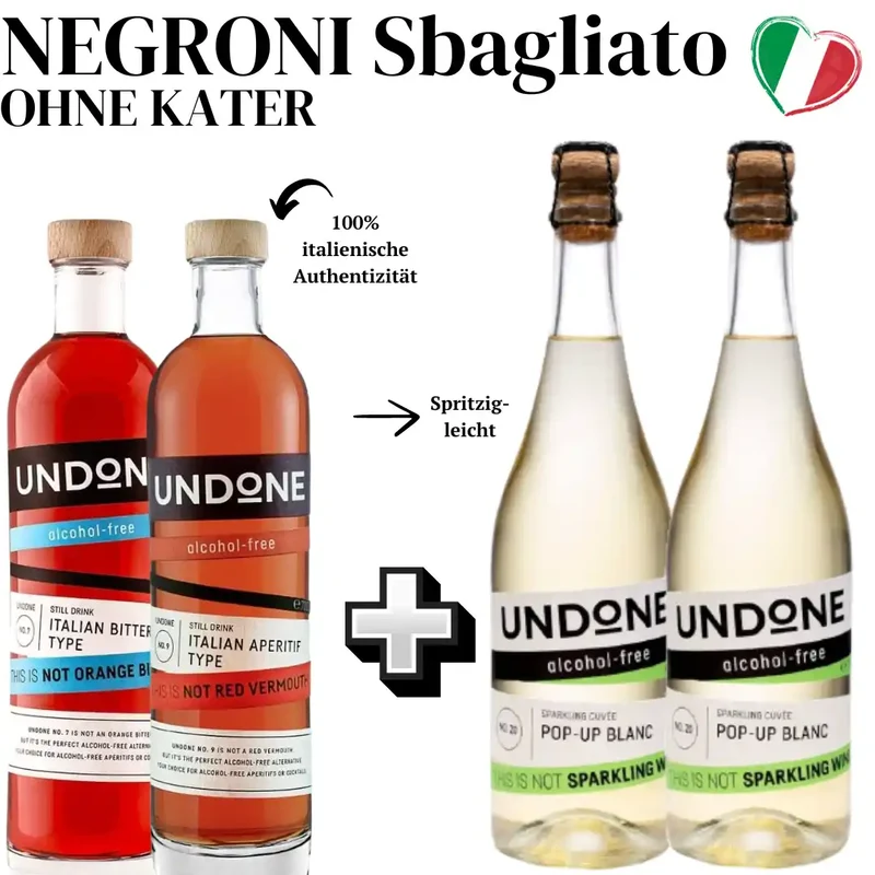 Alkoholfreier Negroni Sbagliato Bundle - Undone Campari-Alternative & Sekt