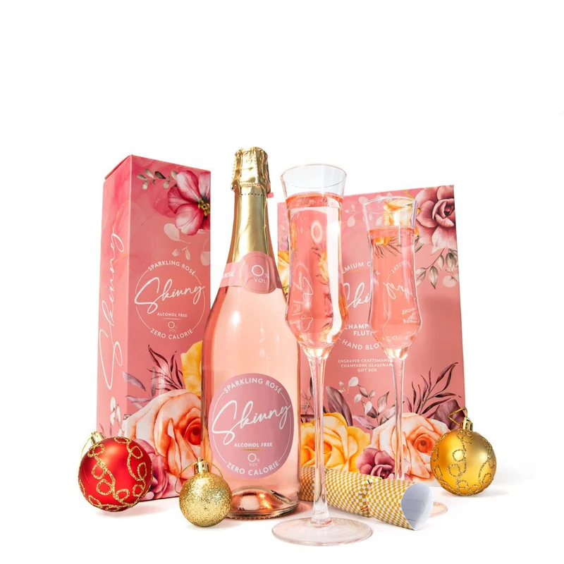 Skinny Sparkling Rose Prosecco, alkoholfrei, mit Geschenkbox – 75 cl