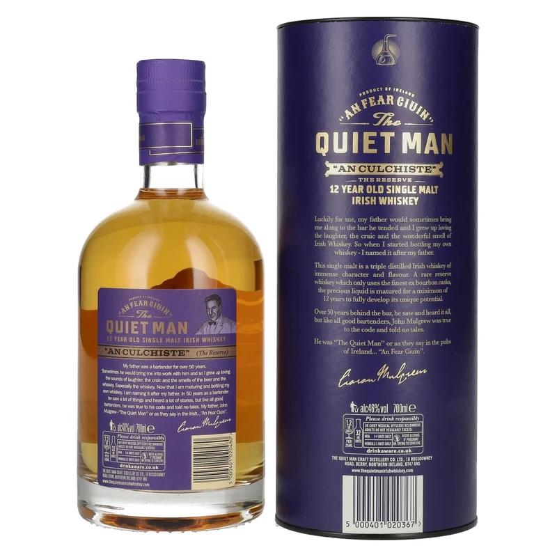 The Quiet Man AN CULCHISTE 12 Year Old Single Malt Irish Whiskey 46% Vol. 0,7l in Geschenkbox