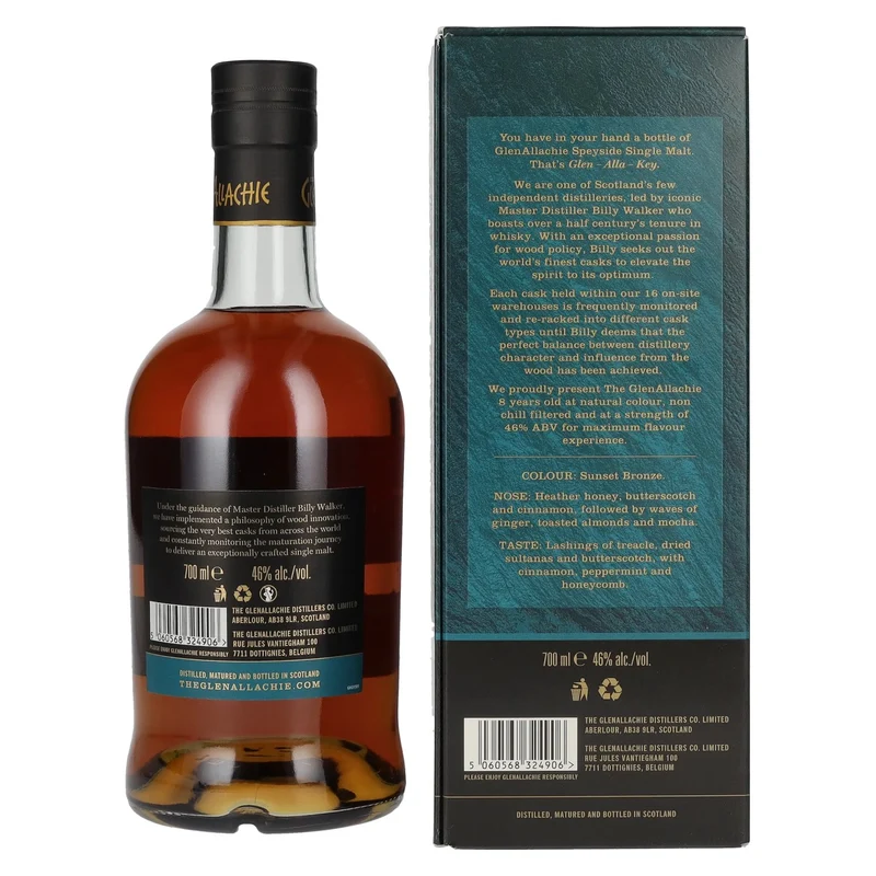 The GlenAllachie 8 Years Old Speyside Single Malt 46% Vol. 0,7l in Geschenkbox