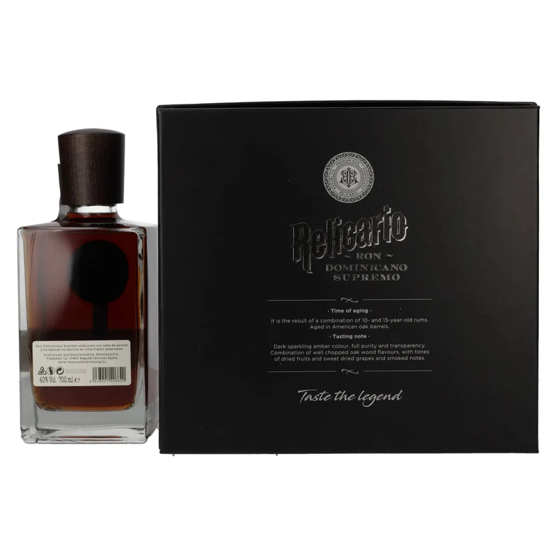 Relicario Ron Dominicano Supremo 40% Vol. 0,7l in Geschenkbox mit Glas