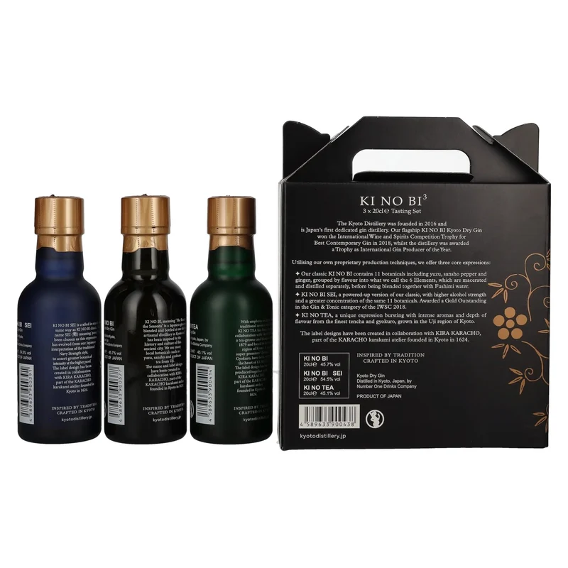 KI NO BI³ Kyoto Dry Gin Set 48,4% Vol. 3x0,2l in Geschenkbox