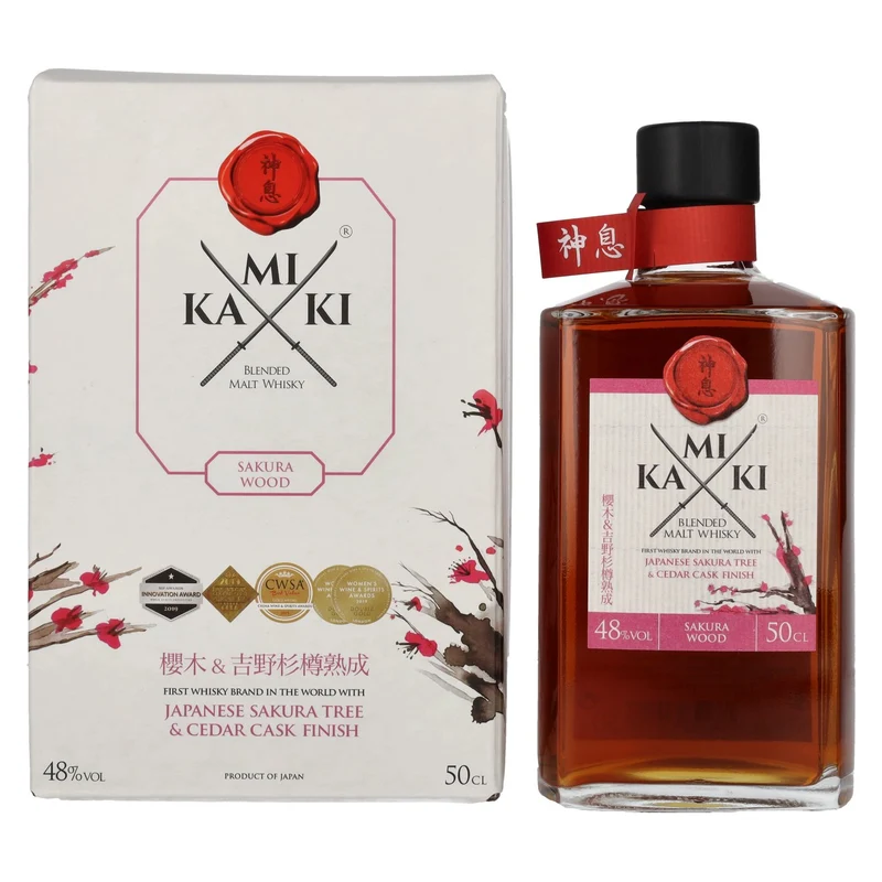 KAMIKI Blended Malt Whisky SAKURA & CEDAR Cask Finish 48% Vol. 0,5l in Geschenkbox