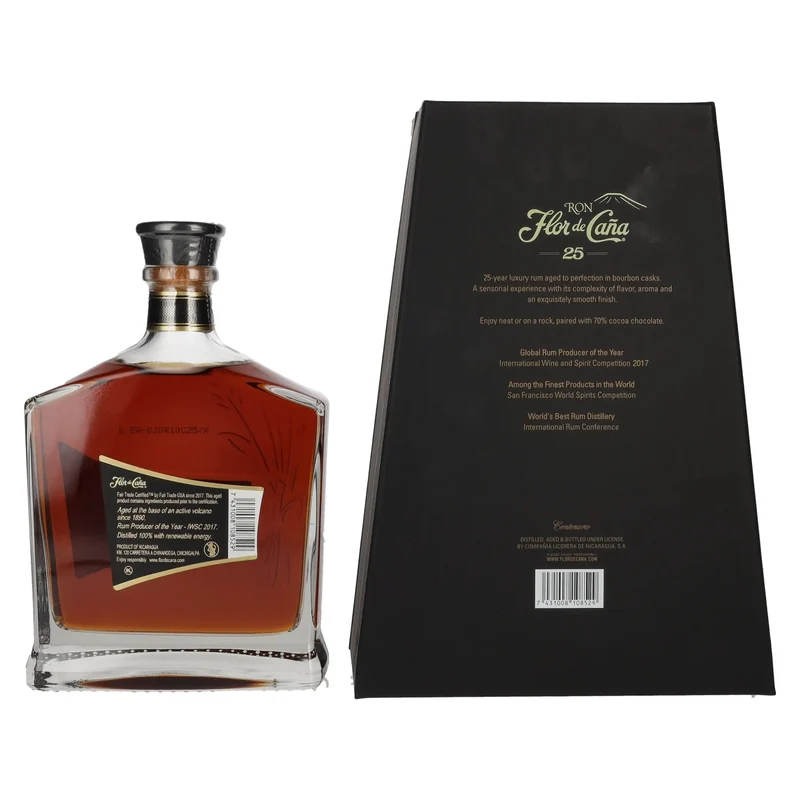 Flor de Caña 25 Years Old Slow Aged Single Estate Rum 40% Vol. 0,7l in Geschenkbox