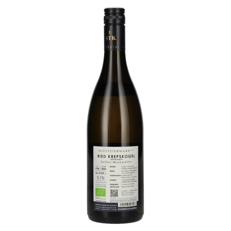 Erwin Sabathi Gelber Muskateller Ried Krepskogel Südsteiermark DAC 2024 12,5% Vol. 0,75l