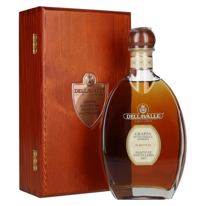 Dellavalle Grappa Affinata in botti da PASSITO DI PANTELLERIA 2007 42% Vol. 0,7l in Holzkiste