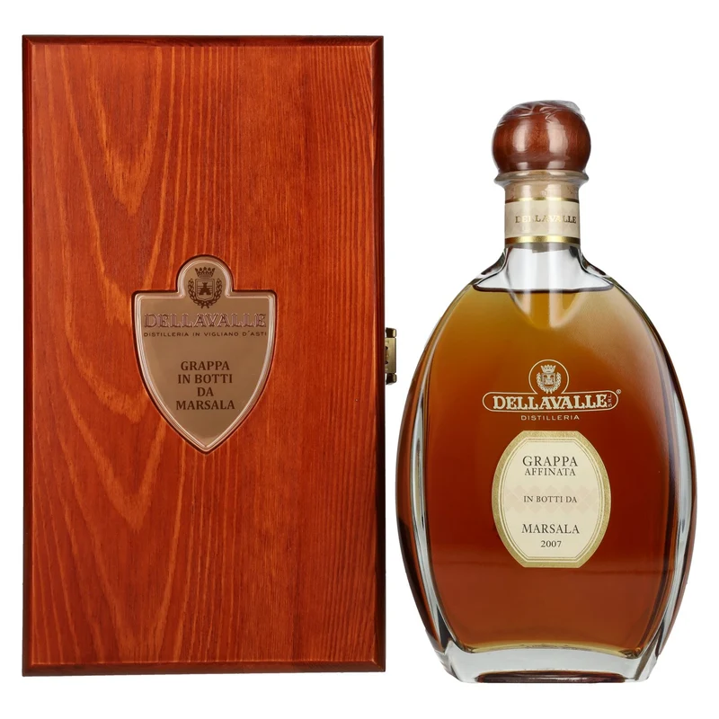 Dellavalle Grappa Affinata in botti da MARSALA 2007 42% Vol. 0,7l in Holzkiste