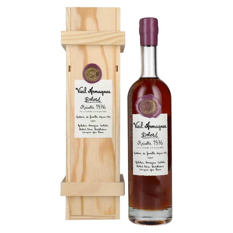 Vieil Armagnac Delord Vintage Récolte 1976 40% Vol. 0,7l in Holzkiste