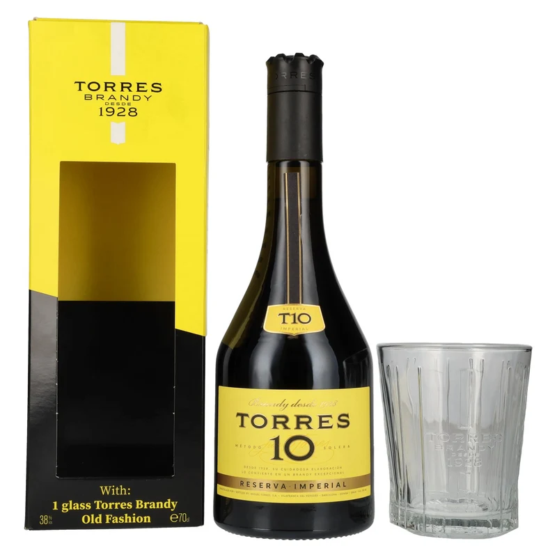 Torres 10 RESERVA IMPERIAL Brandy 38% Vol. 0,7l in Geschenkbox mit Glas