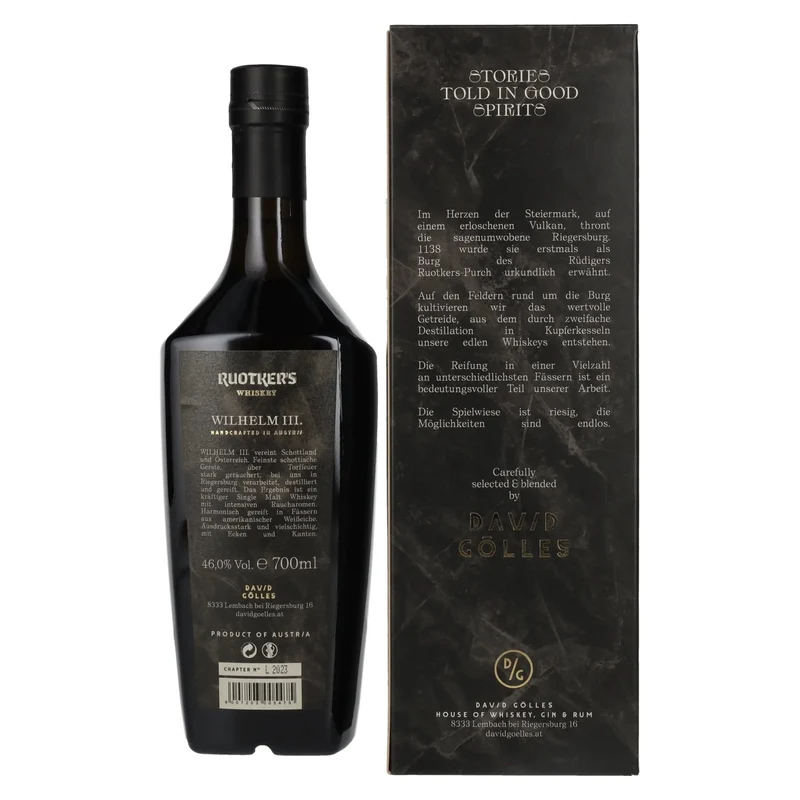 Ruotker's WILHELM III. Heavily Peated Single Malt Whiskey 46% Vol. 0,7l in Geschenkbox