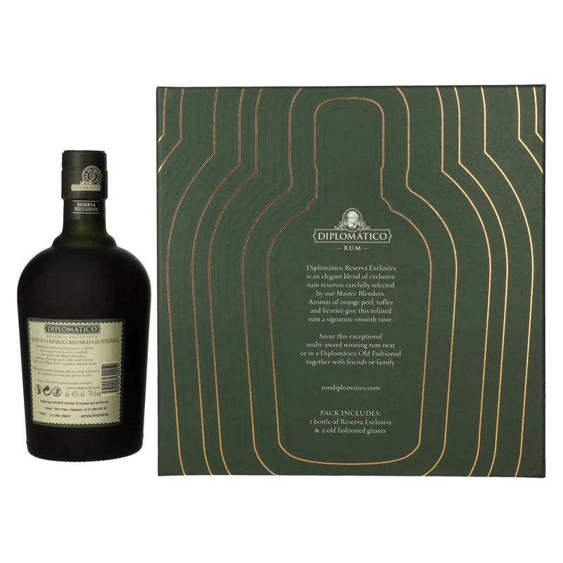 Diplomático RESERVA EXCLUSIVA Ron Antiguo 40% Vol. 0,7l in Geschenkbox mit 2 Gläsern