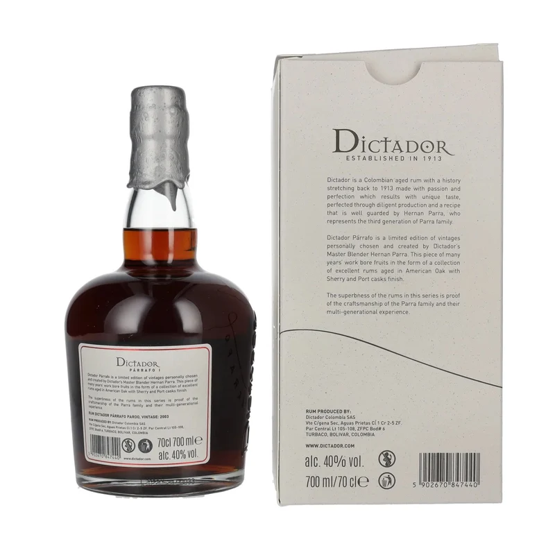 Dictador PÁRRAFO I 19 Years Old PARDO Vintage 2003 40% Vol. 0,7l in Geschenkbox
