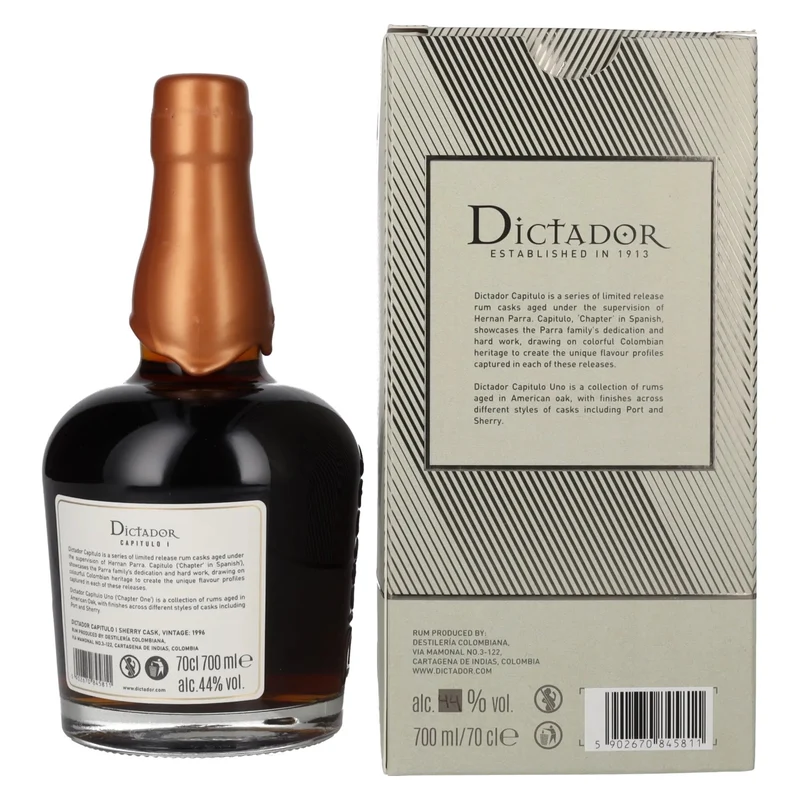 Dictador CAPITULO I 24 Years Old Sherry Cask Colombian Aged Rum 1996 44% Vol. 0,7l in Geschenkbox