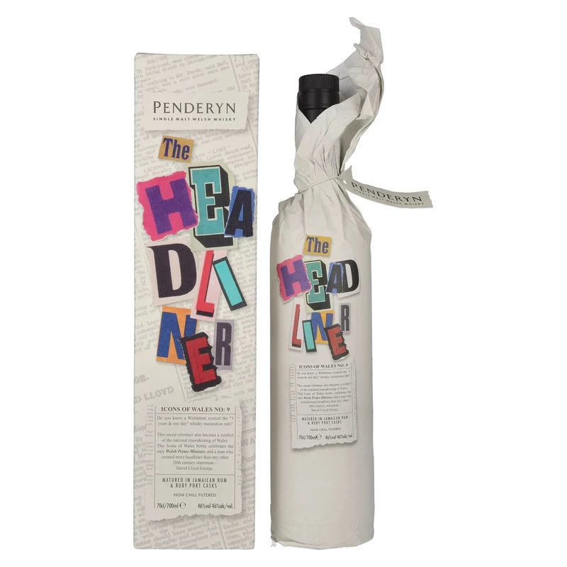 Penderyn THE HEADLINER Welsh Whiskey Icons of Wales Nr. 9 46% Vol. 0,7l in Geschenkbox