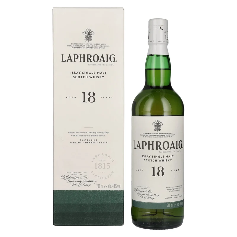 Laphroaig 18 Years Old Islay Single Malt Scotch Whisky 48% Vol. 0,7l in Geschenkbox