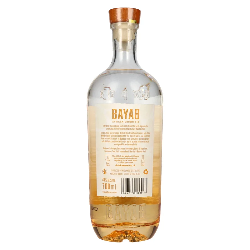 BAYAB African Grown Orange & Marula Small Batch Gin 43% Vol. 0,7l
