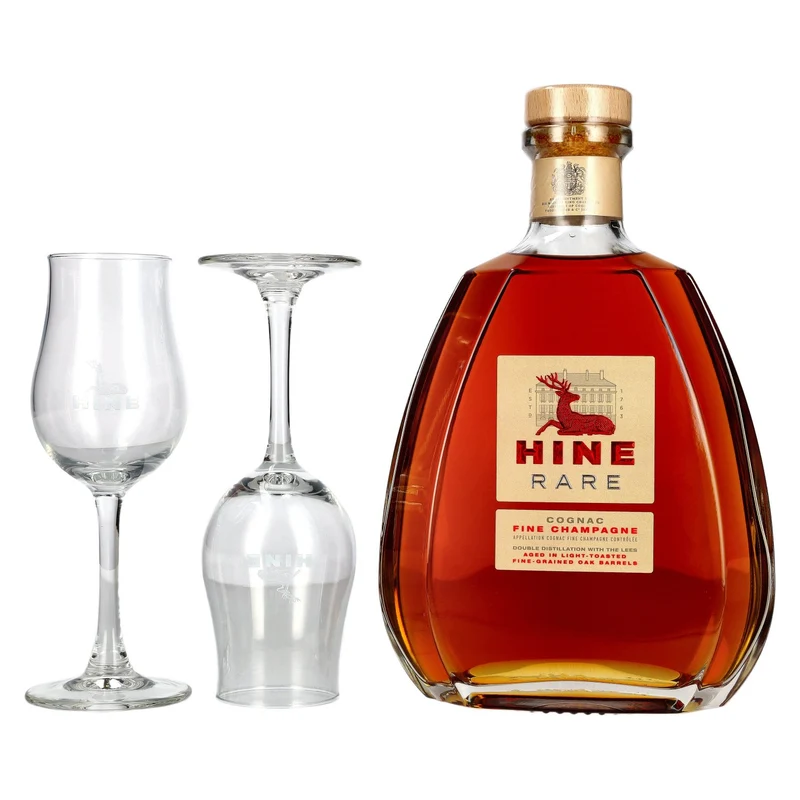 Hine RARE VSOP The Original Fine Champagne Cognac 40% Vol. 0,7l in Geschenkbox mit 2 Gläsern