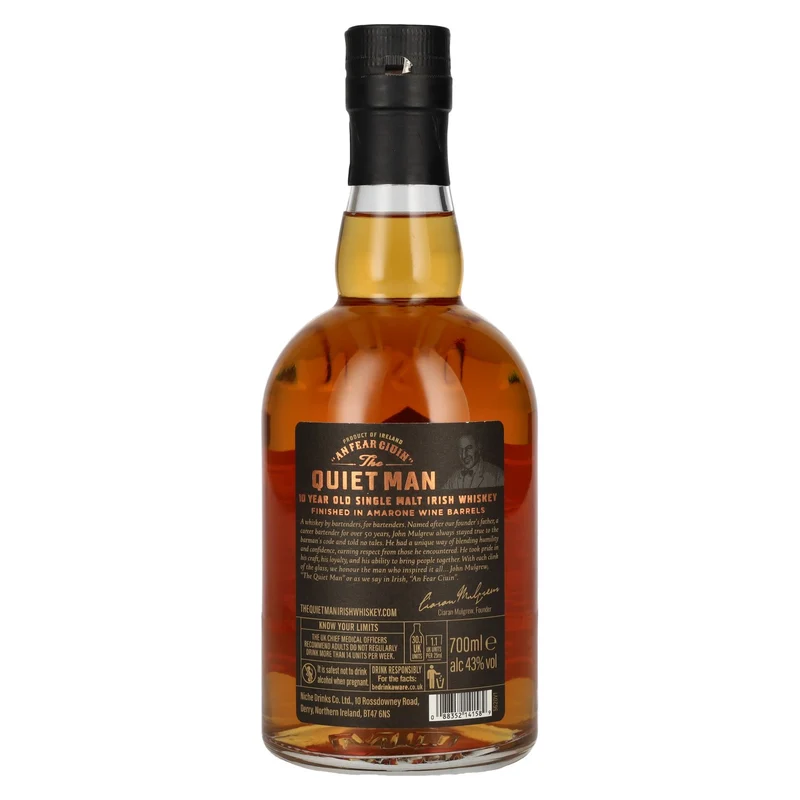 The Quiet Man BARMAN'S CODE 10 Years Old AMARONE FINISHED 43% Vol. 0,7l