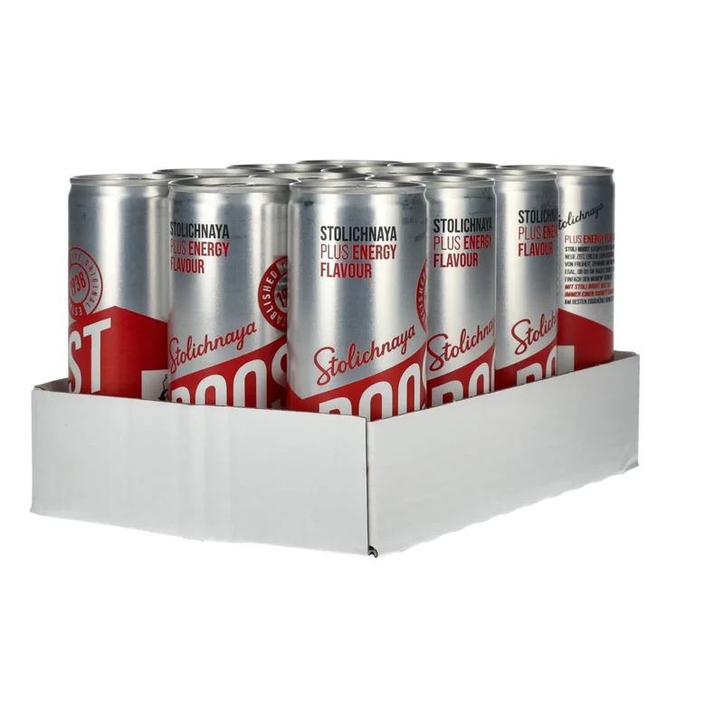 Stolichnaya Boost Plus ENERGY Flavour 5% Vol. 12x0,25l Dosen Pfand