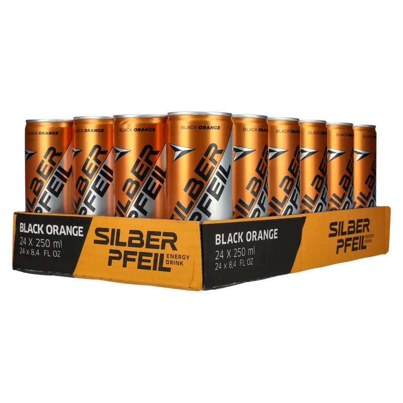 SILBERPFEIL Energy Drink BLACK ORANGE 24x0,25l Dosen Pfand