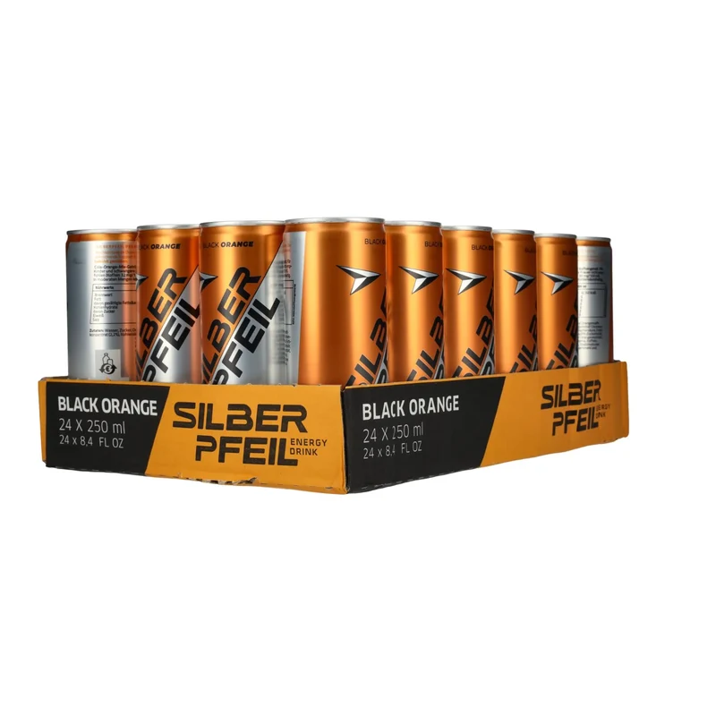 SILBERPFEIL Energy Drink BLACK ORANGE 24x0,25l Dosen Pfand