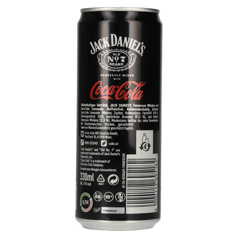 Jack Daniel's No. 7 Whiskey & Coca Cola 5% Vol. 12x0,33l Dosen Pfand