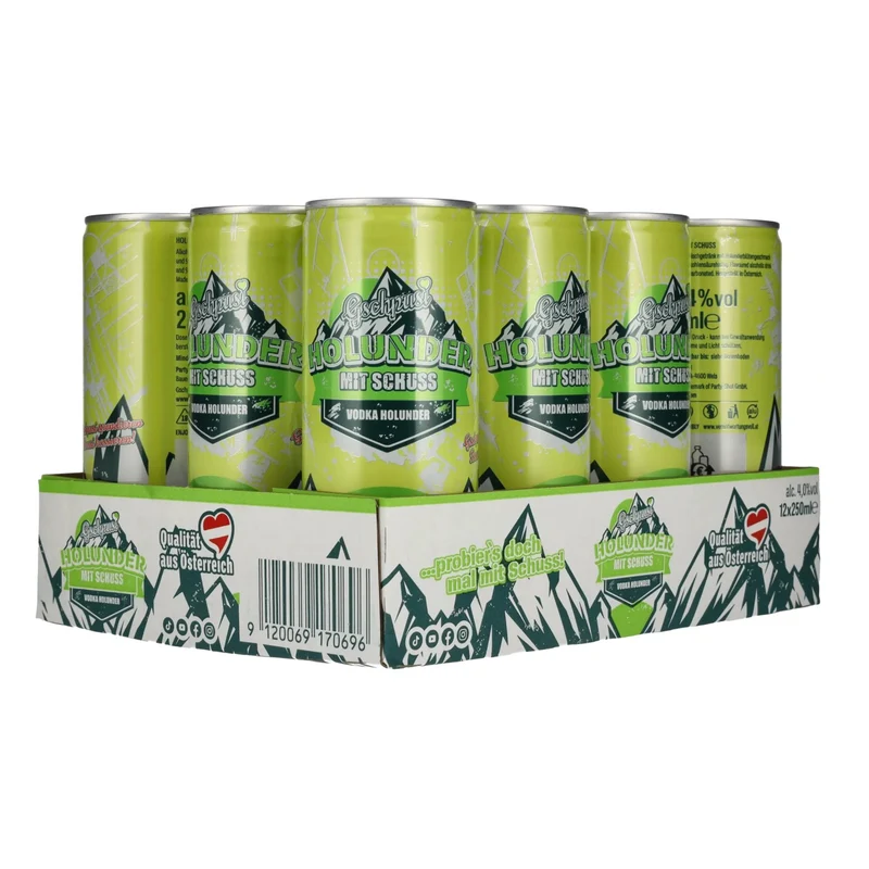 Gschpusi Holunder mit Schuss 4% Vol. 12x0,25l Dosen Pfand