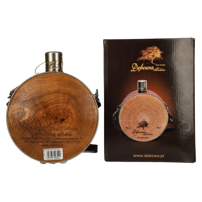 Debowa Vodka Jägerflasche mit Lederband 40% Vol. 0,7l