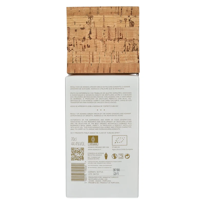Adamus Dry Gin Organic Limited Edition 2020 44,4% Vol. 0,7l in Geschenkbox mit 2 Gläsern & Kork Untersetzer