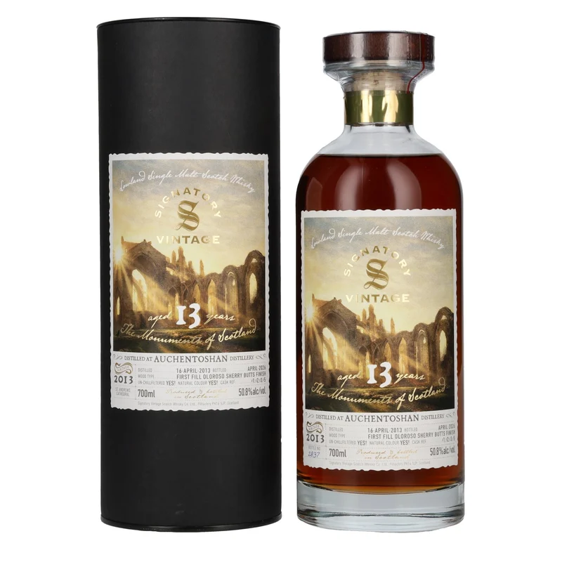 Signatory Vintage AUCHENTOSHAN 13 Years Old 1st Fill Oloroso Sherry Butt Monuments 2013 50,8% Vol. 0,7l in Geschenkbox