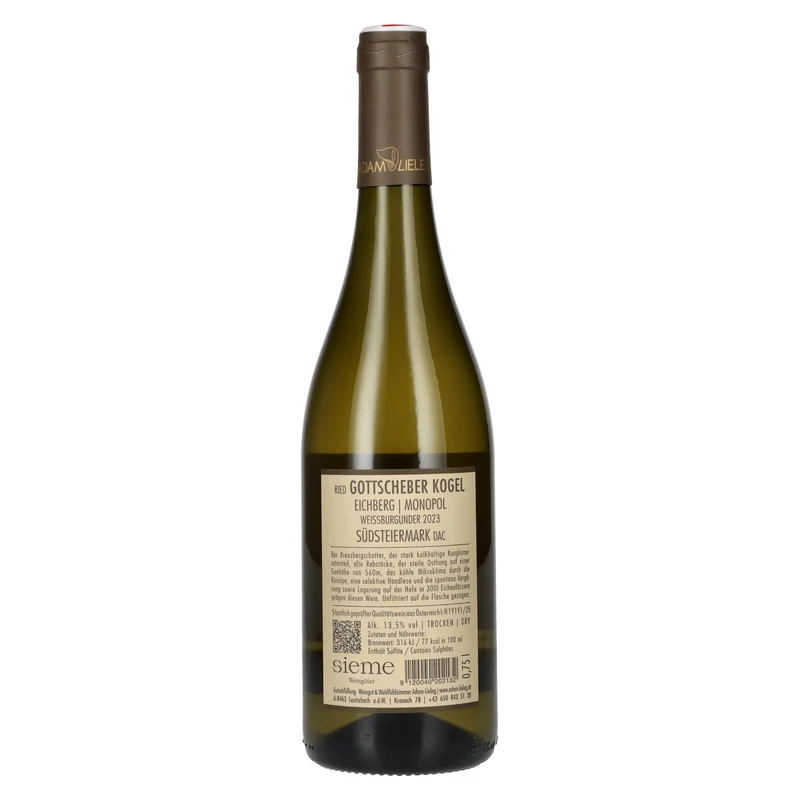 Adam-Lieleg Weissburgunder Ried Gottscheber Kogel Monopol Südsteiermark DAC 2023 13,5% Vol. 0,75l