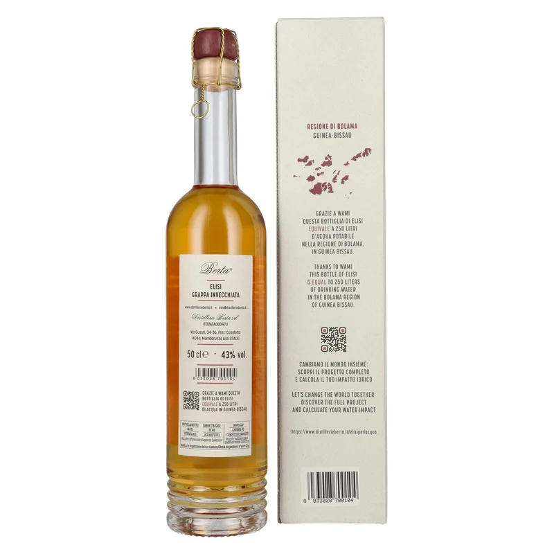 Berta Grappa Elisi per L'Acqua Grappa Invecchiata 43% Vol. 0,5l in Geschenkbox