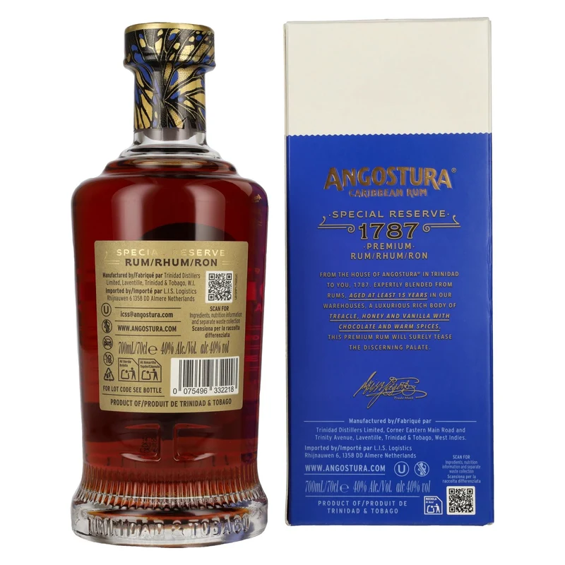 Angostura 1787 15 Years Old Super Premium Rum 40% Vol. 0,7l in Geschenkbox