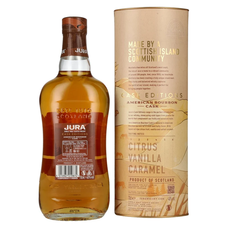 Jura AMERICAN BOURBON CASK Single Malt Scotch Whisky 40% Vol. 0,7l in Geschenkbox