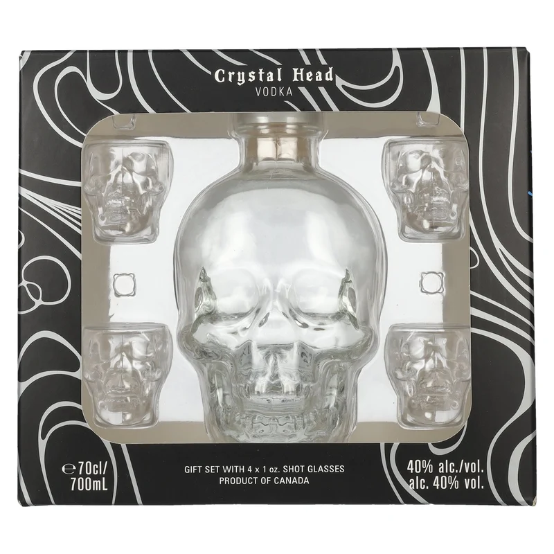 Crystal Head Vodka 40% Vol. 0,7l in Geschenkbox mit 4 Shotgläsern