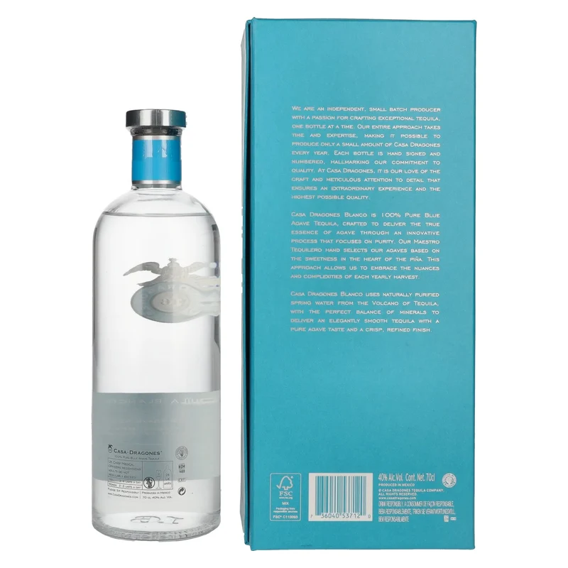 Casa Dragones Tequila BLANCO 100% Puro Agave Azul 40% Vol. 0,7l in Geschenkbox