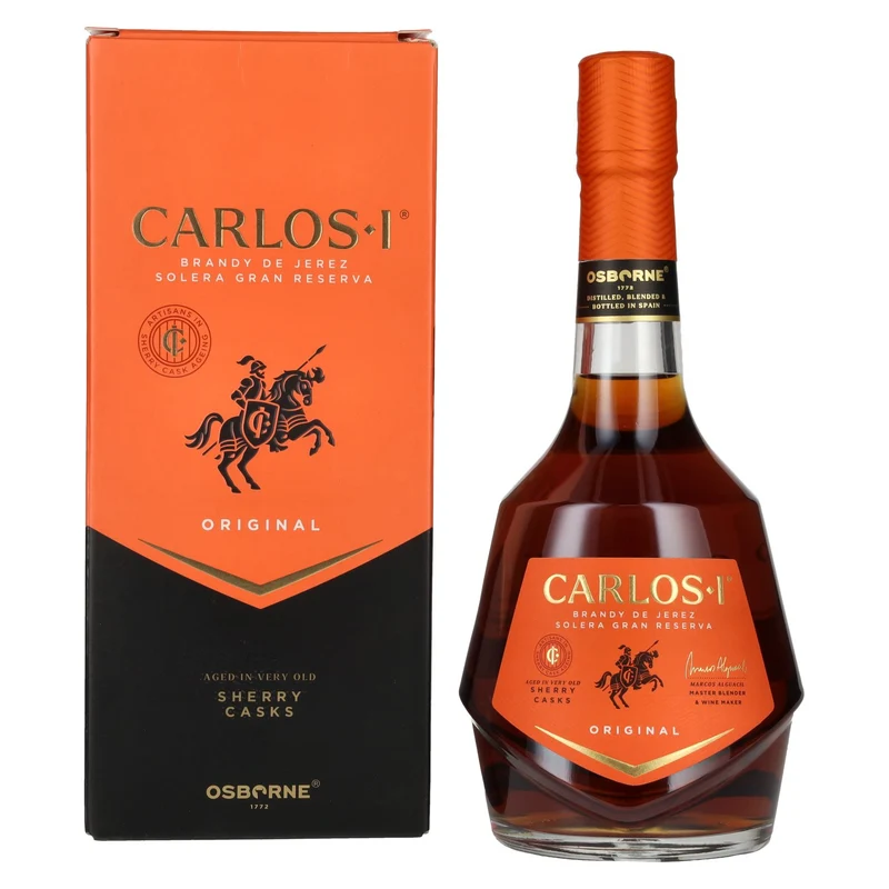 Carlos I Brandy de Jerez Original Solera Gran Reserva Sherry Casks 40% Vol. 0,7l in Geschenkbox