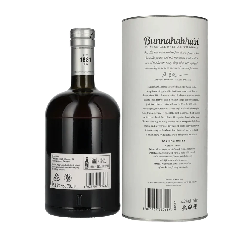 Bunnahabhain MÒINE TOKAJI CASK FINISH Limited Release Fèis Ìle 2022 52,2% Vol. 0,7l in Geschenkbox