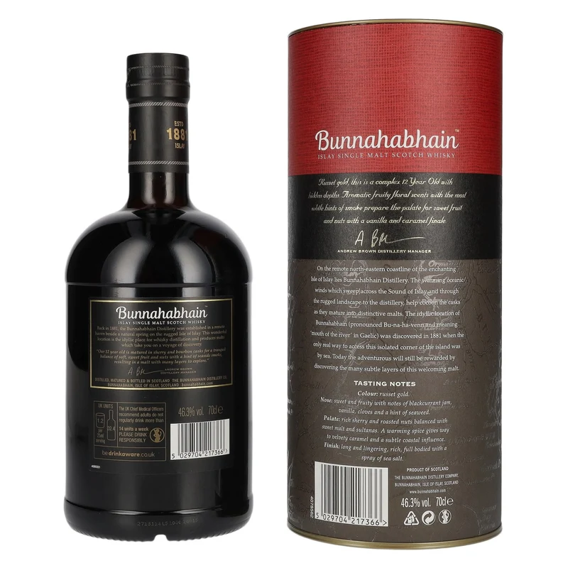 Bunnahabhain 12 Years Old Islay Single Malt Scotch Whisky 46,3% Vol. 0,7l in Geschenkbox