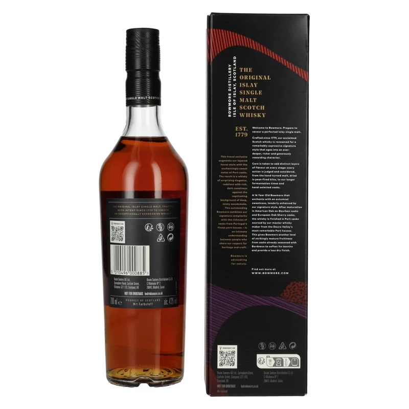 Bowmore 16 Years Old Ruby Port Cask Finish Islay Single Malt 43% Vol. 0,7l in Geschenkbox