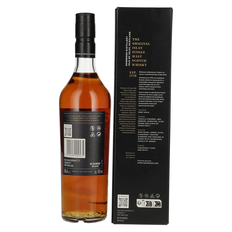Bowmore 12 Years Old Sherry Oak Cask Islay Single Malt 40% Vol. 0,7l in Geschenkbox