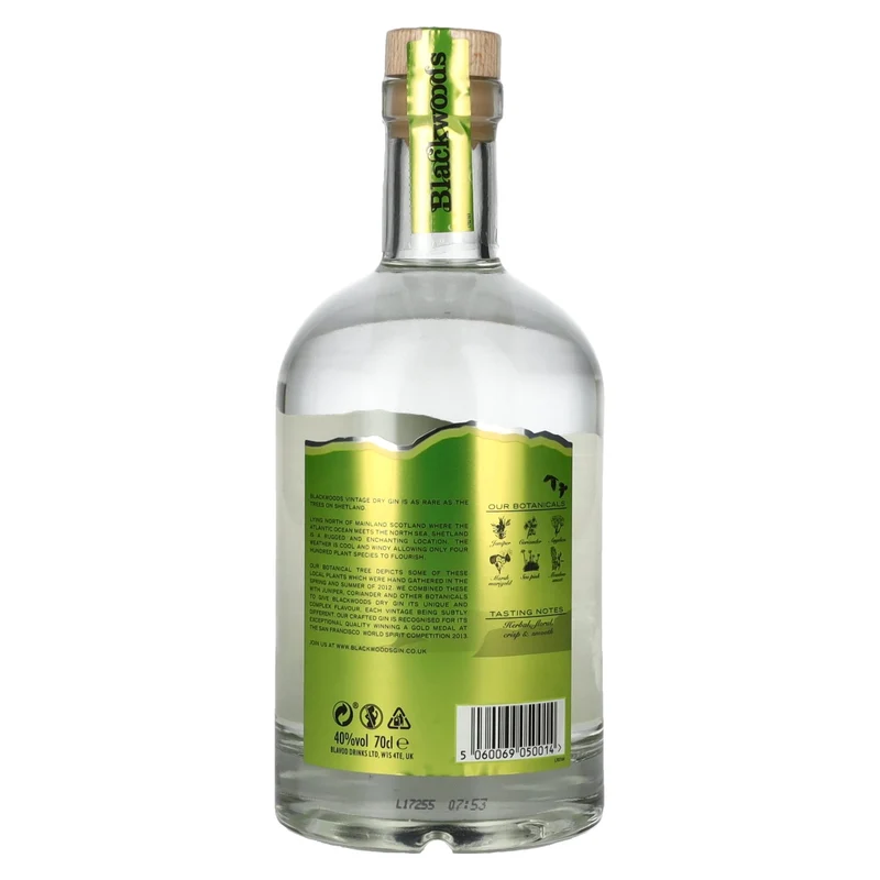 Blackwoods Vintage Dry Gin 2012 40% Vol. 0,7l