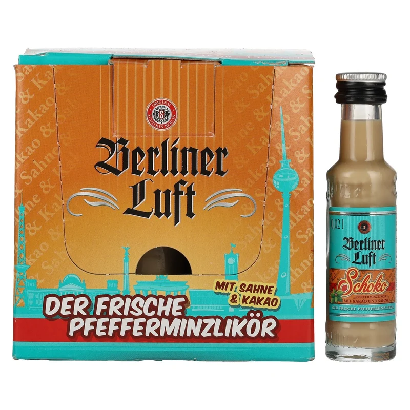 Berliner Luft SCHOKO Der Frische Pfefferminzlikör 15% Vol. 24x0,02l