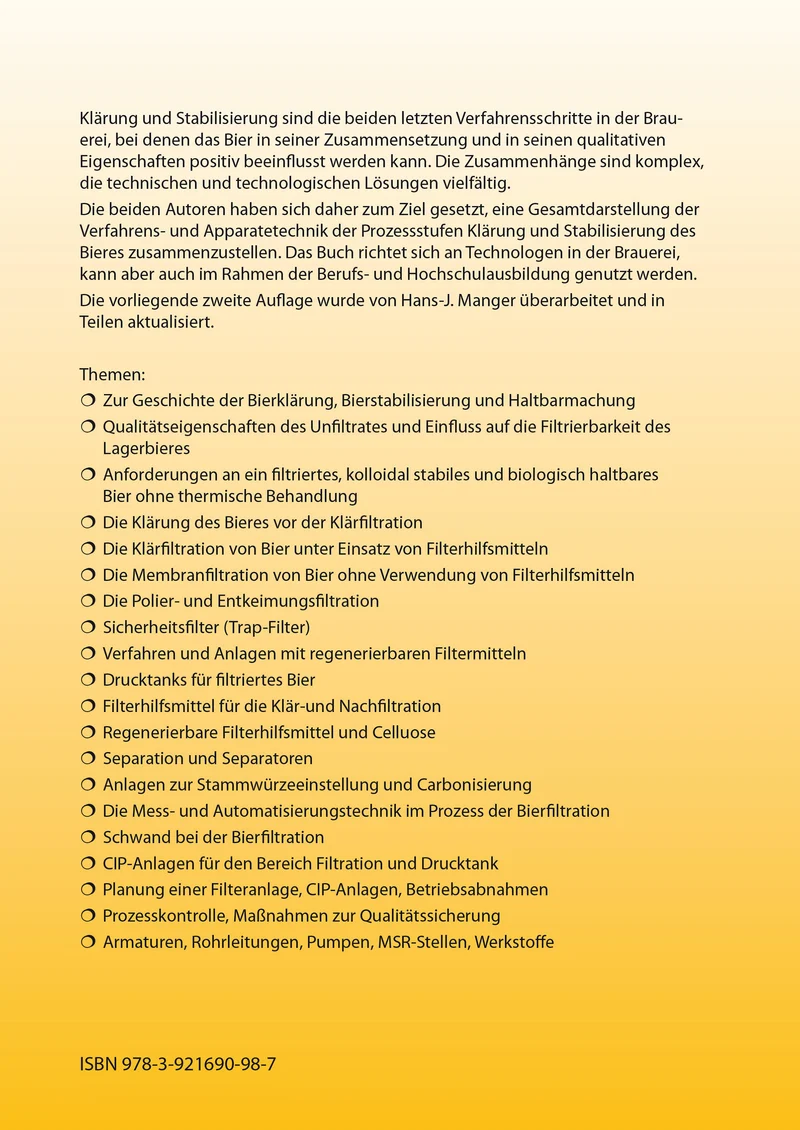 Klärung und Stabilisierung des Bieres