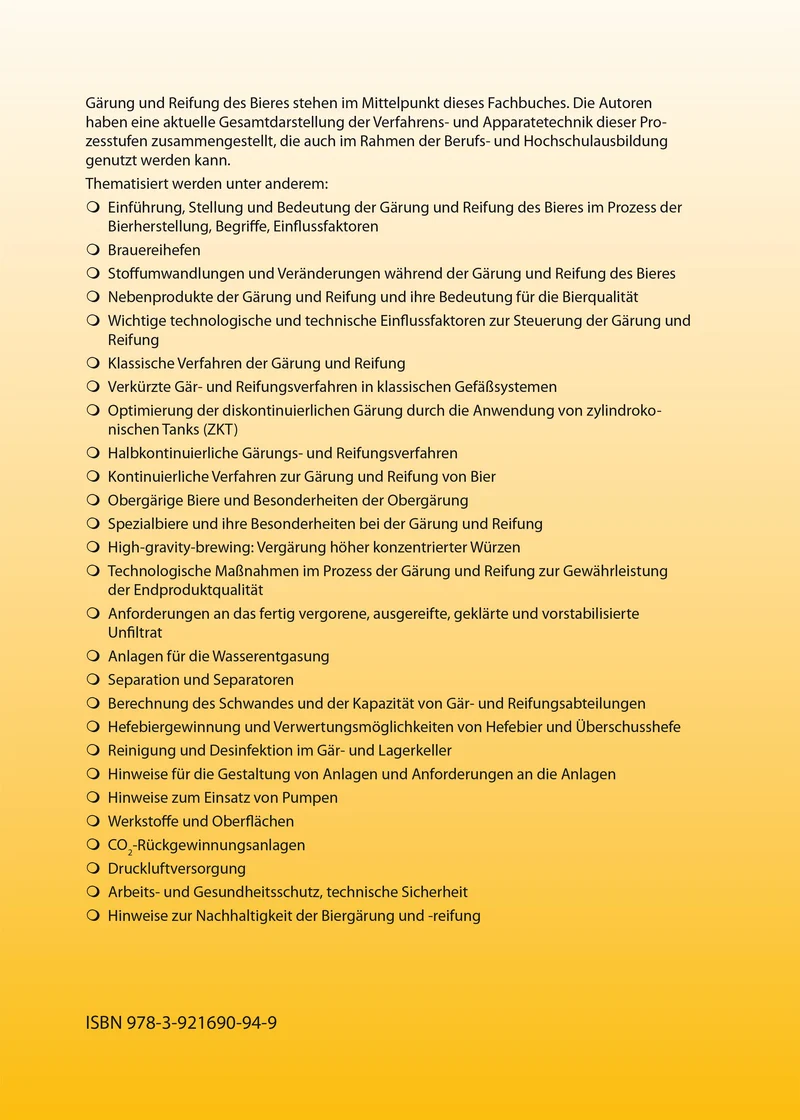 Gärung und Reifung des Bieres