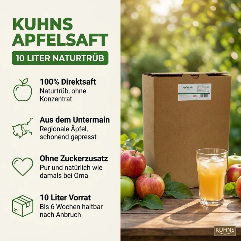 Kuhns Apfelsaft Naturtrüb Fruchtig Süß Bag in Box 10,0l