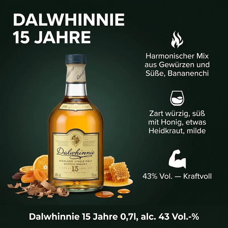 Dalwhinnie 15 Jahre 0,7l, alc. 43 Vol.-%
